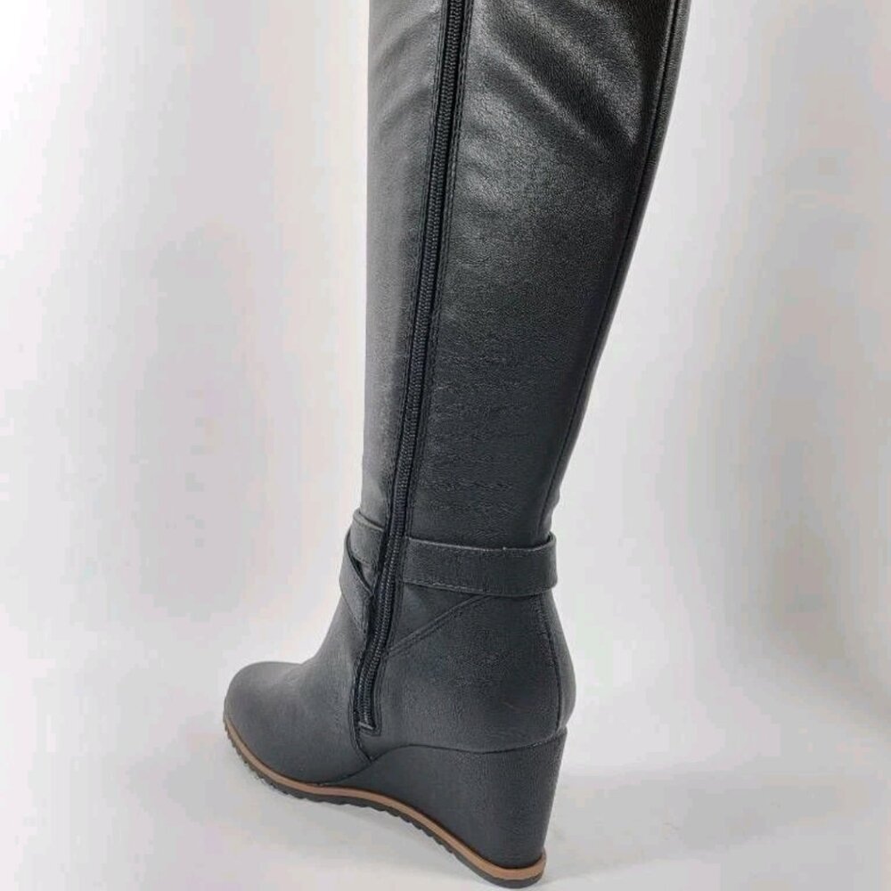 Soul Naturalizer Womens Harvest Riding Boots Black Wedge Knee High Zip 9.5 W New